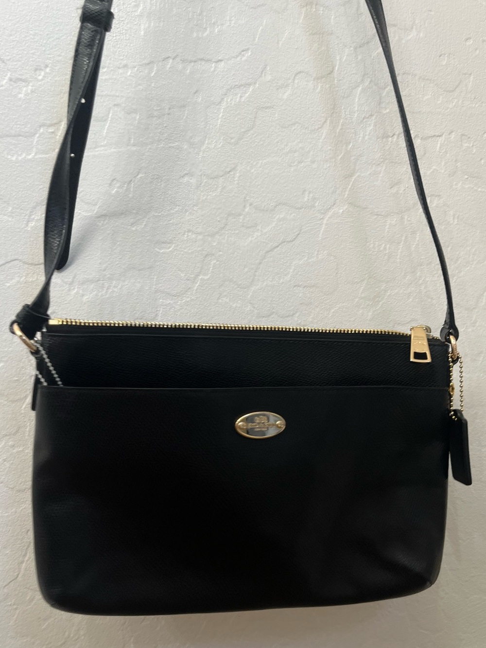 Coach Black Leather Crossbody with Gold Hardware